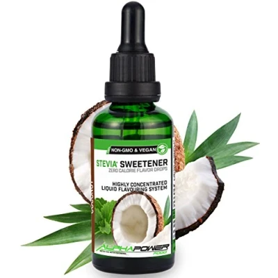 Image de ALPHAPOWER FOOD Stévia Gouttes de lait coco arôme alimentaire naturel I Édulcorant Liquide très concentré 1 x 50 ml. flavour Stevia drops, Flavdrops