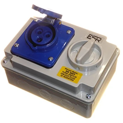 Image de 16 A 230 V 3 broches Interlock Prise commutée 2P+E monophasé Bleu