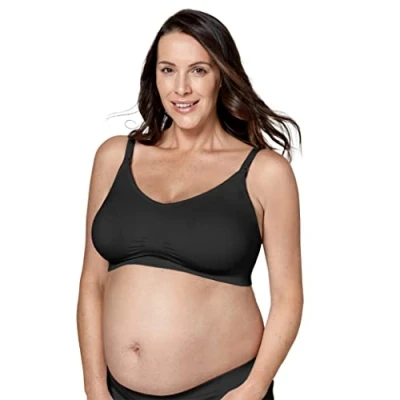 Image de Medela Soutien gorge Keep Cool Ultra de grossesse et d’allaitement sans coutures doté d’un tissu doux avec 6 zones respirantes un maintien renforcé, Noir, L