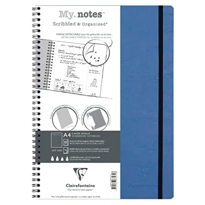 Image de Clairefontaine 783434C Collection Age Bag Un Cahier à Spirale Marges Détachables MyNotes Bleu A4 21x29,7 cm 120 Pages DOT Papier Blanc 90 g Couverture Carte Lustrée Grain Cuir