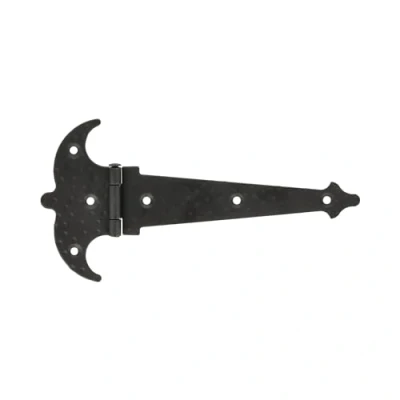 Image de Amig Charnière Renforcée Deux Palmes Noir Acier Poinçonné Style: Rustique Forge pour Portes Battantes Lisses Entrée et Passage Extérieurs Intérieurs, Armoires Dimensions: 90 mm