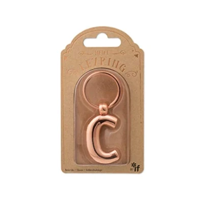 Image de if Porte clés en métal avec lettres de l&#039;alphabet personnalisable Or rose C