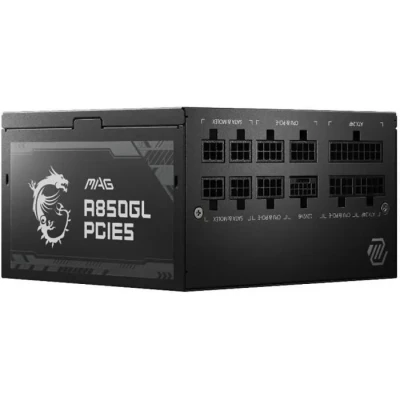 Image de MSI MAG A850GL PCIE5 Alimentation, 850W, 80 Plus Gold, Entièrement modulaire, ATX 3.0, Support GPU PCIe 5.0, Ventilateur FDB 120mm, Full Bridge LLC, câbles Plats Noirs Garantie 7 Ans