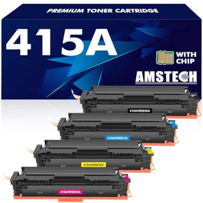 Image de Cartouche de 415A Toner avec Puce Compatible pour HP 415X Color Laserjet Pro MFP M479fdw M479fnw M479dw M479fdn M454dw M454dn M479 W2030A W2030X W2031A W2032A W2033A Pack 4