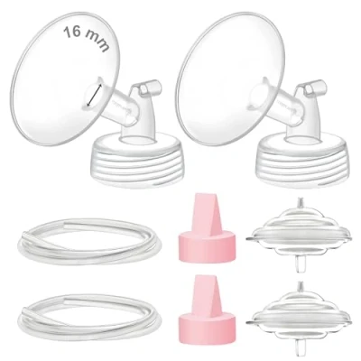 Image de Maymom Pièce de pompe compatible avec le tire lait Spectra S2 S1 9 Plus rechange non originale Flange 16 mm Valve à bec canard Rose