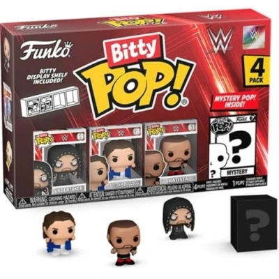 Image de Funko Bitty Pop ! WWE The Undertaker, British Bulldog™, Batista, et Une Figurine mystère 0,9 Pouce (2,2 cm) à Collectionner Idée Cadeau Cake Topper