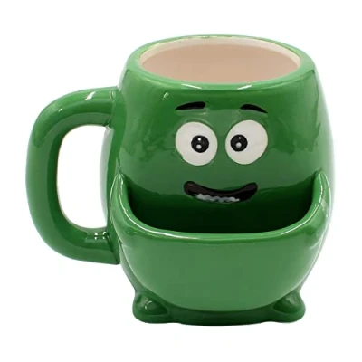 Image de Dekohelden24 Tasse à café avec Compartiment Biscuits en céramique Motif Monstre Vert Dimensions : env. H x Ø 10 7 cm Capacité 300 ML