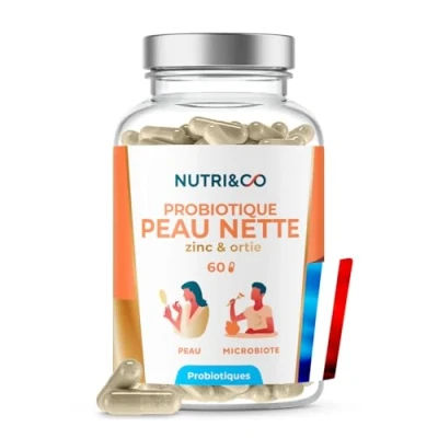 Image de Peau Nette Zinc Gluconate Bio Actif + Huile de Chia et Coriandre Brevetée Cible Imperfections &amp; Acné Complément Alimentaire 60 gélules Vegan Nutri&amp;Co Fabriqué en France