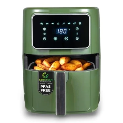 Image de BERGNER MIDNIGHT Friteuse à air chaud SANS PFAS 1800W 6.9L 8 programmes de cuisson avec revêtement céramique Réglage la température 80 200C Minuterie jusqu&#039;à 30 min.