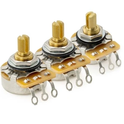 Image de CTS 450G A250Kx2+B250K Potentiomètre Laiton Court Split Shaft 1/4 Pouce 10% Audio Linéaire Taper pour Guitare électrique Basse
