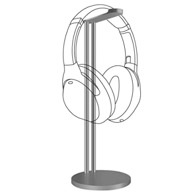 Image de GEEKRIA Headphone Stand Headset Holder Matte Frosted Earphone with Aluminum Supporting Bar Flexible Headrest PU Solid Base for All Headphones Size (Gray)