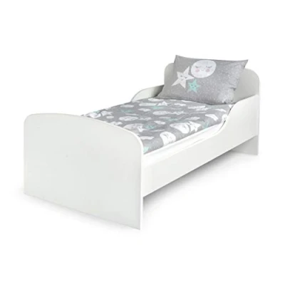 Image de Leomark Moderne Lit d&#039;enfant Toddler avec Matelas Couleur Blanc Chambre pour Les Enfants Meubles Confortable Fonctionnel Simple Zone de Couchage 70/140 cm