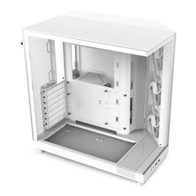 Image de NZXT H6 Flow CC H61FW 01 Boîtier Moyen Tour Compact Double Chambre Airflow Panneaux panoramiques en Verre Haute Performance Comprend 3 Ventilateurs 120 mm Blanc