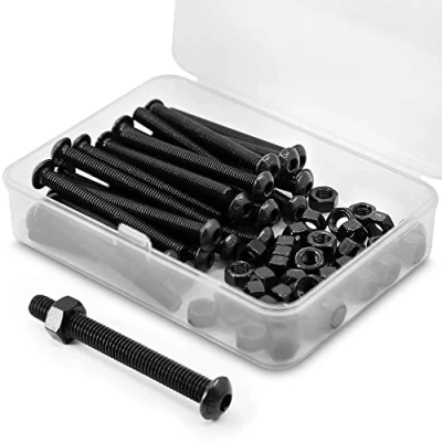Image de (30 Ensemble) M5 x 40mm Vis à tête bombée avec six pans creux et écrous Filetage complet en Acier au Carbone 10,9(Noir)