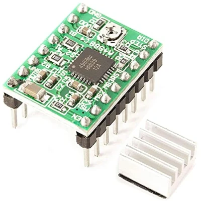 Image de AZDelivery A4988 Module de Pilotage Moteur Pas à avec Dissipateur Thermique Compatible Arduino et Raspberry Pi incluant Un E Book!