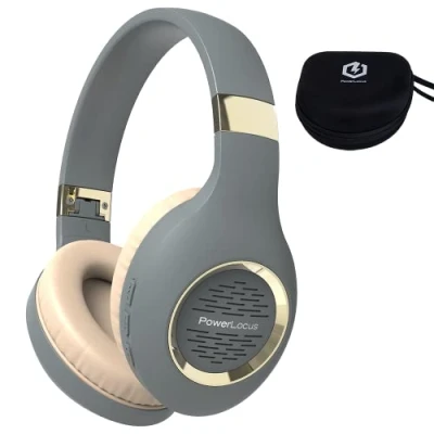 Image de PowerLocus Casque Audio Bluetooth sans Fil avec Microphone Intégré, Basses fréquences Stéréo Hi FI, Confortable Cache Oreilles pour Les Cours en Ligne, Téléphones Portables, Tablettes, PC,TV