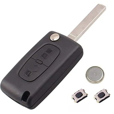 Image de LAKAMODO Coque plip clé 2 Boutons pour Peugeot 107 207 307 308 407 Citroen C1 C2 C3 C4 C5 C8 Evasion CE0536 Pile sur + Switch