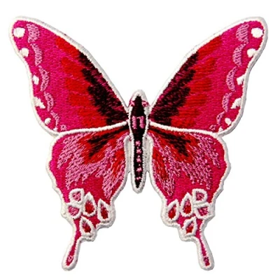 Image de Patch brodé en forme de Papillon, Rose, à coudre ou coller avec fer repasser