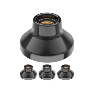 Image de ledscom.de 4 pièces plafonnier/douille de lampe ELEKTRA, porcelaine, noir brillant, 1x E27 max. 300W