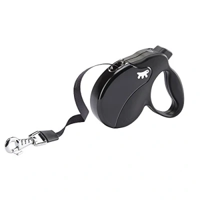 Image de Ferplast Laisse Chien Enrouleur Amigo Small, pour Petits Chiens jusqu&#039;à 15 Kg. Sangle Extensible Max 5 m. Bouton de Verrouillage et déverrouillage Unique, Noir, Couvercle Noir