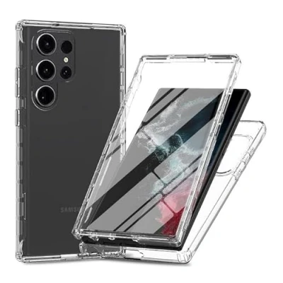 Image de htdmobiles Coque pour Samsung Galaxy S24 Ultra 5G Housse Etui Silicone Gel 360 integrale + Film ecran Transparent