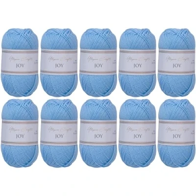 Image de Utopia Crafts JOY Lot de 10 pelotes fil à tricoter et crochet uni Doux Facile d&#039;entretien 100% polyacrylique 150 m Bleu bébé