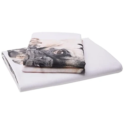 Image de Parure de lit avec Housse Couette et taies d&#039;oreiller Carlin en Polyester Coton Blanc King Size