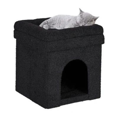Image de Relaxdays Grotte pour Chat et Chien, Surface d’Assise, Pliable, cachette, H x L P : 42 38 cm, Noire