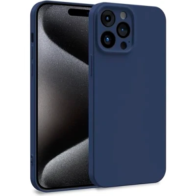 Image de MyGadget Coque Compatible avec Apple iPhone 15 Pro Max Case TPU Souple &amp; Soft Doublure Microfibre Cover Protection Extra Fine Légère Bleu foncé