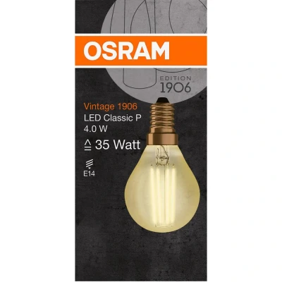 Image de Osram Vintage 1906 LED E14 Boule Filament Dorée 4W 420lm 825 Blanc Très Chaud Équivalent 35W