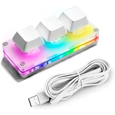 Image de Ecarke Clavier OSU de Jeu à 3 Touches, Mini USB Touches mécanique pour PC Jeu, Macro Programmation avec Logiciel HID Standard Keyboard.