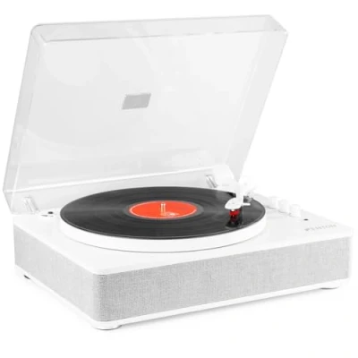 Image de Fenton RP162W Platine Vinyle Bluetooth avec Haut Parleurs Intégrés Blanc, Lecture 33, 45 et 78 Tours, Émetteur Bluetooth, Une Idéale pour Décorer Écouter Vos Vinyles