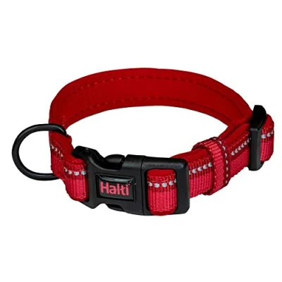 Image de Collier Confortable HALTI Un pour Chien Rembourré en Néoprène Doux Toutes les Races Réglable et Réfléchissant. Nombreuses Couleurs petits Chiens Chiots (Taille S, Rouge)