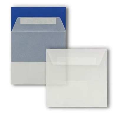 Image de FarbenFroh de GUSTAV NEUSER 25x enveloppes carrées sans fenêtres en blanc transparent 15,5 x cm adhésives pour cartes mariage, d&#039;invitation et plus Série