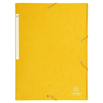 Image de Exacompta Réf. 17106H Carton de 25 chemises à élastiques pochettes 3 rabats Maxi capacity en carte lustrée dimensions 24 x 32 cm pour documents au format A4 couleur jaune