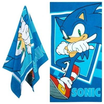 Image de SONIC THE HEDGEHOG Serviette de Plage pour Enfants,100% Coton à Séchage Rapide 70 x 140 cm