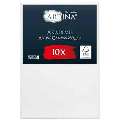 Image de Artina Set de 10 Canvas Toile Peinture 40x60 cm Tableau Châssis Entoilés en Bois FSC© a Peindre Blanche 100% Coton 280g/m² Toiles à Stable Akademie
