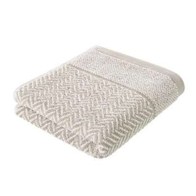 Image de herzbach home Serviette De Bain 100% Coton 70x140 cm à Motifs, Gris Sable