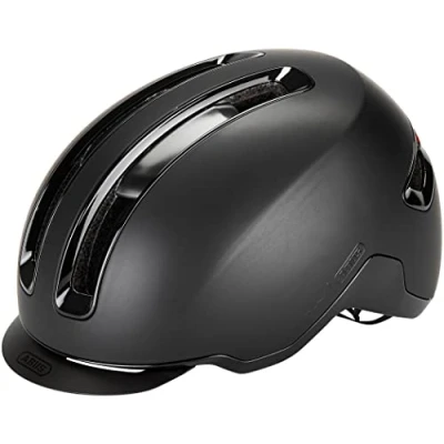Image de ABUS Urban Helm HUD Y à LED arrière magnétique rechargeable &amp; fermeture casque de vélo cool pour usage quotidien hommes et femmes noir mat, taille M