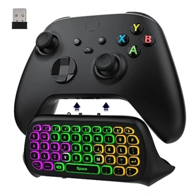 Image de MoKo Clavier Rétro Éclairage RVB Compatible avec Manette Xbox One, Series X/S, Jeu sans Fil Récepteur 2,4G &amp; Prise Audio 3,5mm, Accessoire pour One/One S/Elite/2, Noir