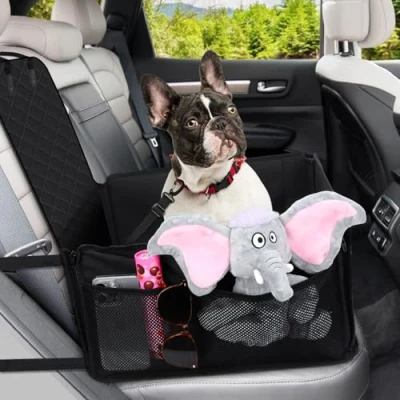 Image de Mozvvco Siege Auto Chien, Panier Chien Voiture avec Côtés Robustes et Ceinture de Sécurité, Siège pour Petite Moyenne Taille, Imperméable, Noir