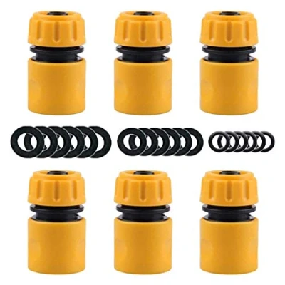 Image de YAAVAAW Lot de 6 connecteurs d&#039;extrémité tuyau Raccord rapide pour d&#039;arrosage 1,27 cm (livré avec 18 rondelles remplacement)