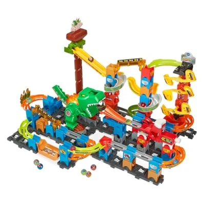 Image de VTech Marble Rush Kit magnétique Dino Adventures XL400 E Circuit à Billes interactif avec éléments passionnants et différentes possibilités de Montage pour Enfants 4 12 Ans
