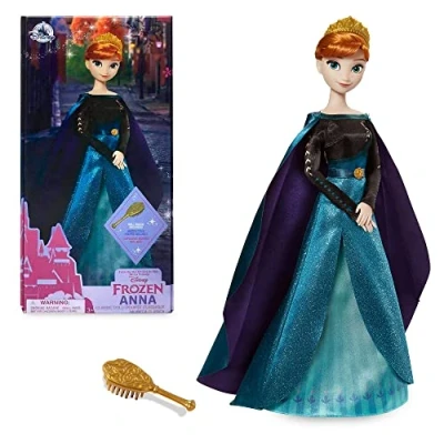 Image de Disney Store Poupée Reine Anna, La des Neiges 2, 29 cm, avec Brosse dorée et détails moulés, Jouet entièrement articulé Robe en Satin Convient aux Enfants de 3 Ans Plus