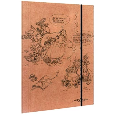 Image de Clairefontaine 812946C Une Chemise à élastique en Kraft 3 rabats A4 motif &#039;&#039;Astérix Crayonnés Kraft&#039;&#039;, 2 visuels, livraison aléatoire