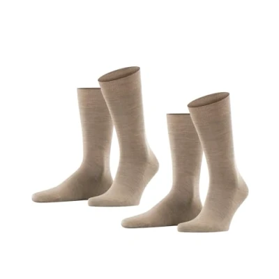 Image de ESPRIT Basic Wool Multipack M So laine coton unies lot de 2 paires, Chaussettes Homme, Marron Nutmeg Melange 5410, 39 42