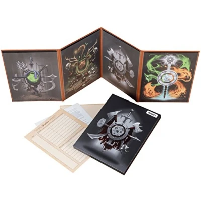 Image de Hexers Game Master Screen Dungeons and Dragons D&amp;D DND DM Pathfinder RPG Role Playing Compatible 4 Customizable Panels Inserts Included That Slide Into The Pouches Dry Erase Tracker Sheet