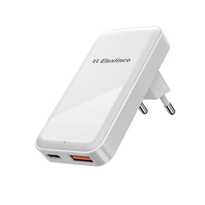 Image de 20W Chargeur Secteur Rapide, Elexlinco Double Port Rapide avec PD et QC 3.0 18W Compatible iPhone 13 Pro Max/SE 2022 12 Pro/11/XR/X/8 Plus/iPad Pro/iPad Mini 6/iPad Air (Blanche)