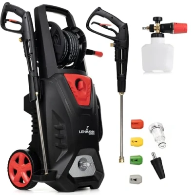 Image de LEHMANN LGAPW 3019 Nettoyeur Haute Pression Professionnel avec Moteur à Induction, 3000 W, Fonction d&#039;aspiration, débit 492 l/h, Tuyau de 12 m, Surface Compact réservoir détergent