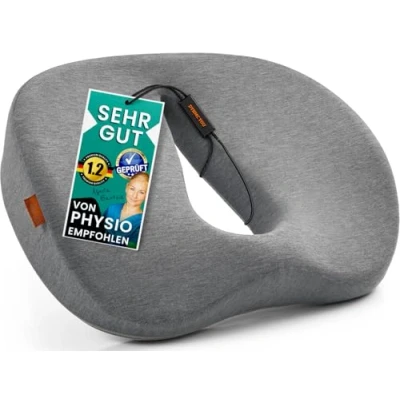 Image de DYNMC you Coussin Bouée Coccyx Ergonomique Bouee Donut en Mousse à mémoire de Forme, indéformable, dureté Parfaite d’Assise pour Fesses, Femmes Enceintes Qualité supérieure Gris